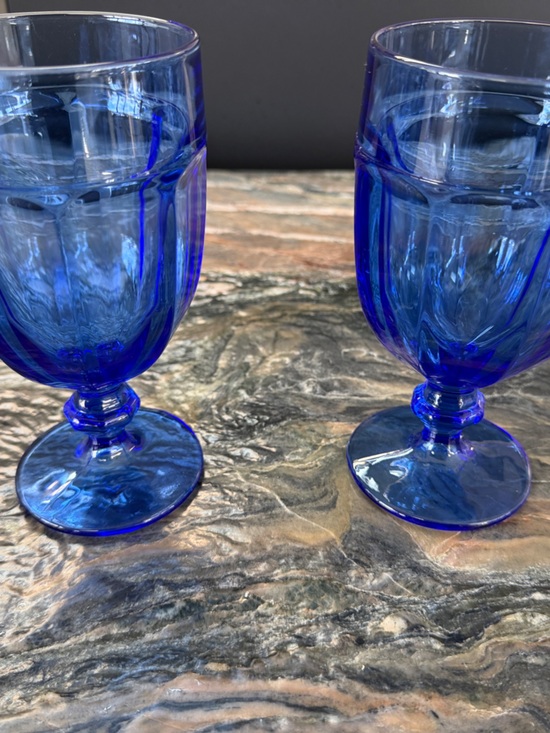 Libbey Other - Libbey Cobalt Blue Stemmed Glasses - Set of Two